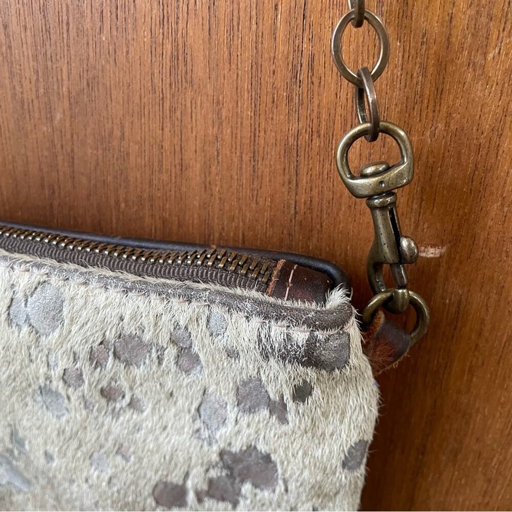 Canoe cowhide metallic silver crossbody